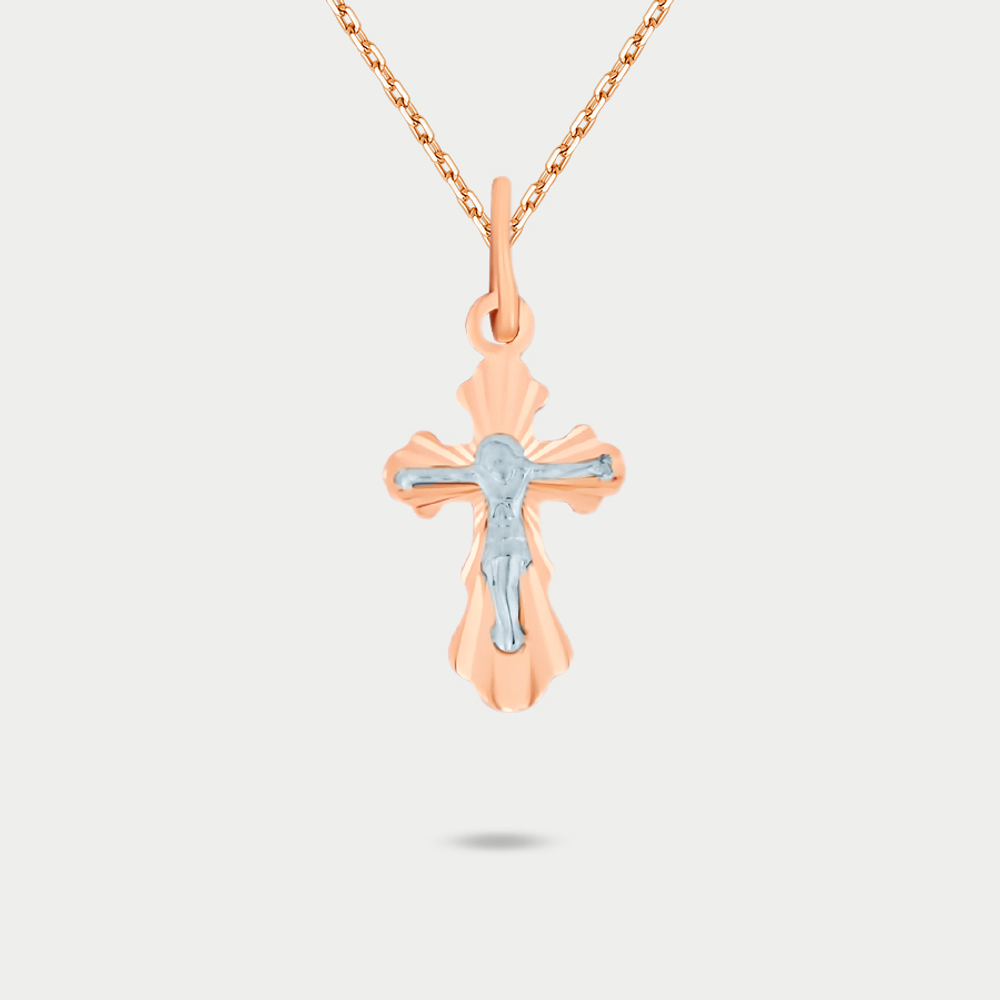 Крест женский православный из розового золота 585 пробы без вставок (арт. ПШ0251)