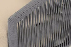 "Верона" диван 3-местный плетеный из роупа, каркас алюминий светло-серый (RAL7035) муар, роуп светло-серый круглый, ткань Mossle светло-бежевая