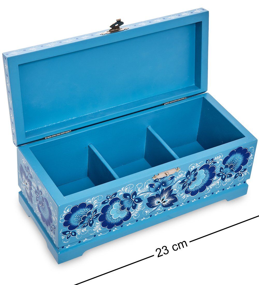 Народные промыслы KH-14/1 Шкатулка для чая на 3 ячейки деревянная 230х100 с хохломской росписью