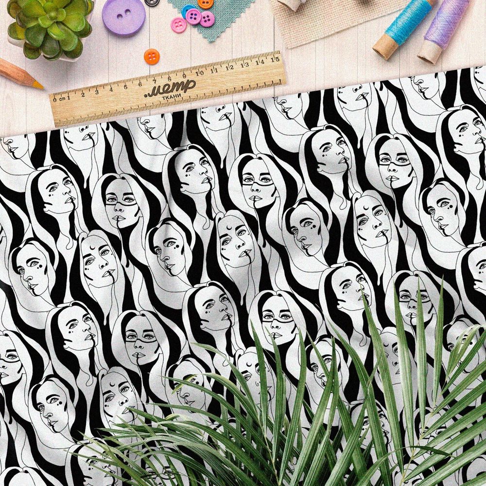 Ткань дюспо иллюстрации девушек чёрно-белые
