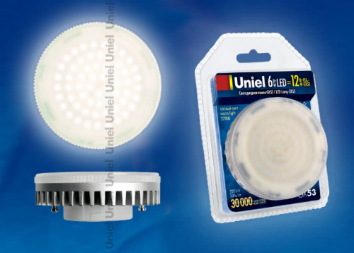 LED-GX53-6W/2700/GX53 400Lm Лампа светодиодная GX53 теплый белый свет. Упаковка пластик