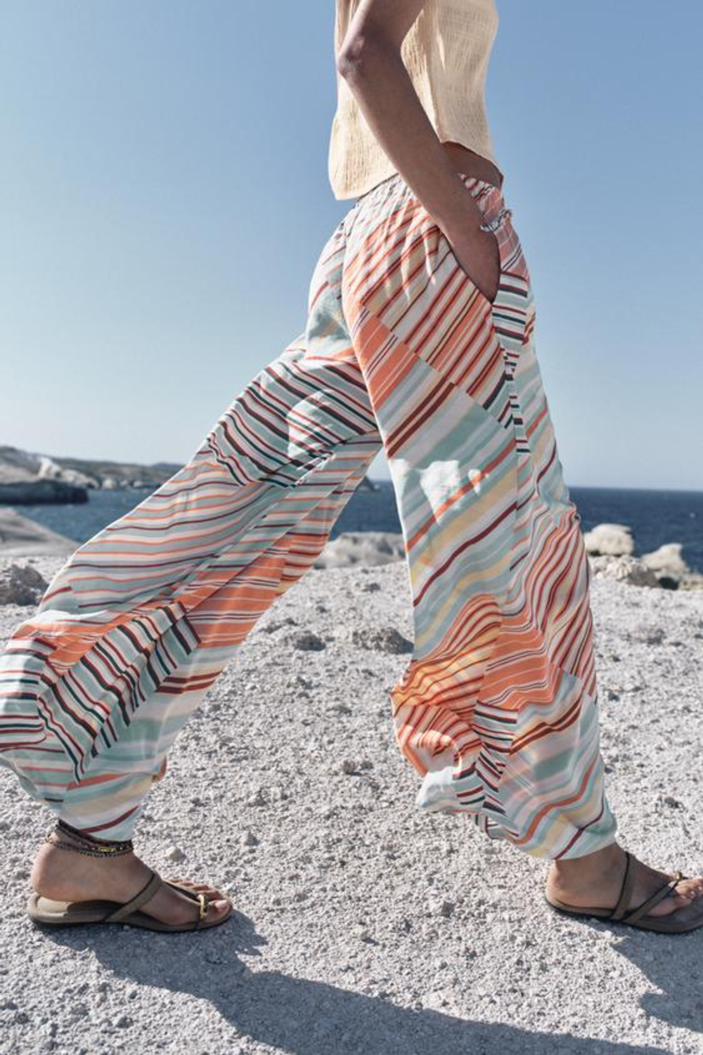ZARA ШИРОКИЕ БРЮКИ В ПОЛОСКУ, ПОЛОСКИ