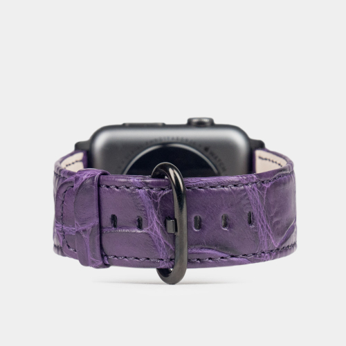 Ремешок для Apple Watch  44/45/46 mm из кожи крокодила, фиолетового цвета