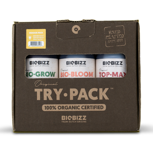 BioBizz Try Pack Indoor - готовый комплект удобрения для вегетации и цветения. Содержит в наборе Bio Grow 250мл, Bio Bloom 250мл, Top max 0.25л. Органическая база и гуминовые кислоты в одной коробке. Доставка по Москве и РФ. В регионы любой ТК.