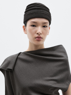 Massimo Dutti Длинное платье с воротником -Limited Edition, шоколадно-коричневый