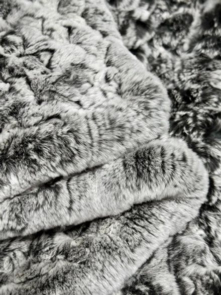 Вязаный плед из натурального меха рекс 200*150 см (серый сноутоп, окрас меха в два тона)
