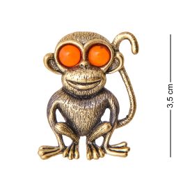 AM-3481 Брошь «Макака» (латунь, янтарь)