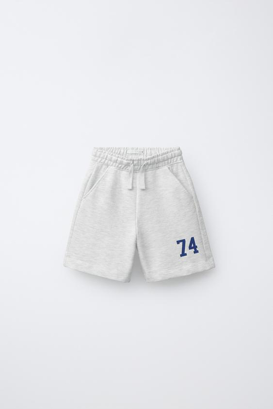ZARA ШОРТЫ-ДЖОГГЕРЫ С НОМЕРОМ, СЕРЫЙ МЕЛАНЖ