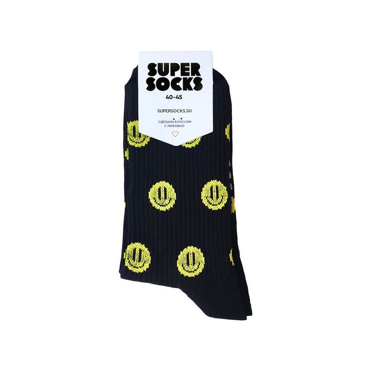 Носки SUPER SOCKS Смайл NEW, черный