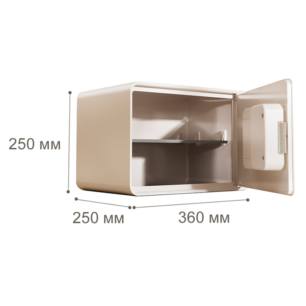 Сейф LockSworth биометрический + электронный замок + ключ, 250х360х250 мм, 6 кг, белый