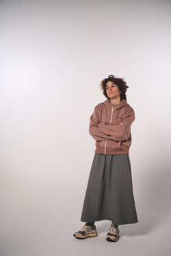 Худи на молнии укороченная с начесом, "Кофе с молоком"