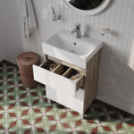 Тумба напольная с ящиками IDDIS Zodiac, 50 см, белая/под дерево, ZOD5ABFi95