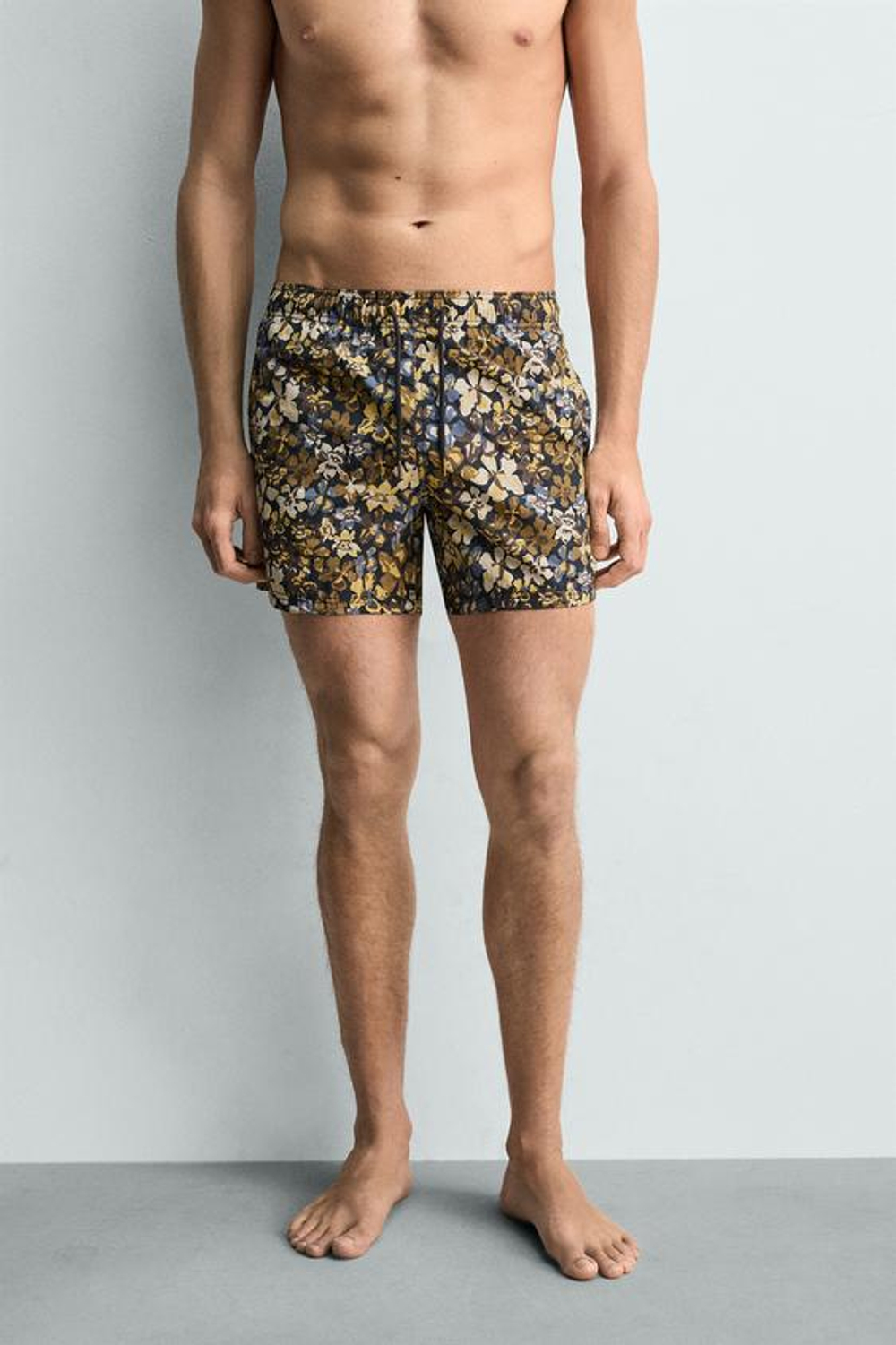 ZARA ПЛАВКИ С ЦВЕТОЧНЫМ ПРИНТОМ, КОРИЧНЕВЫЙ