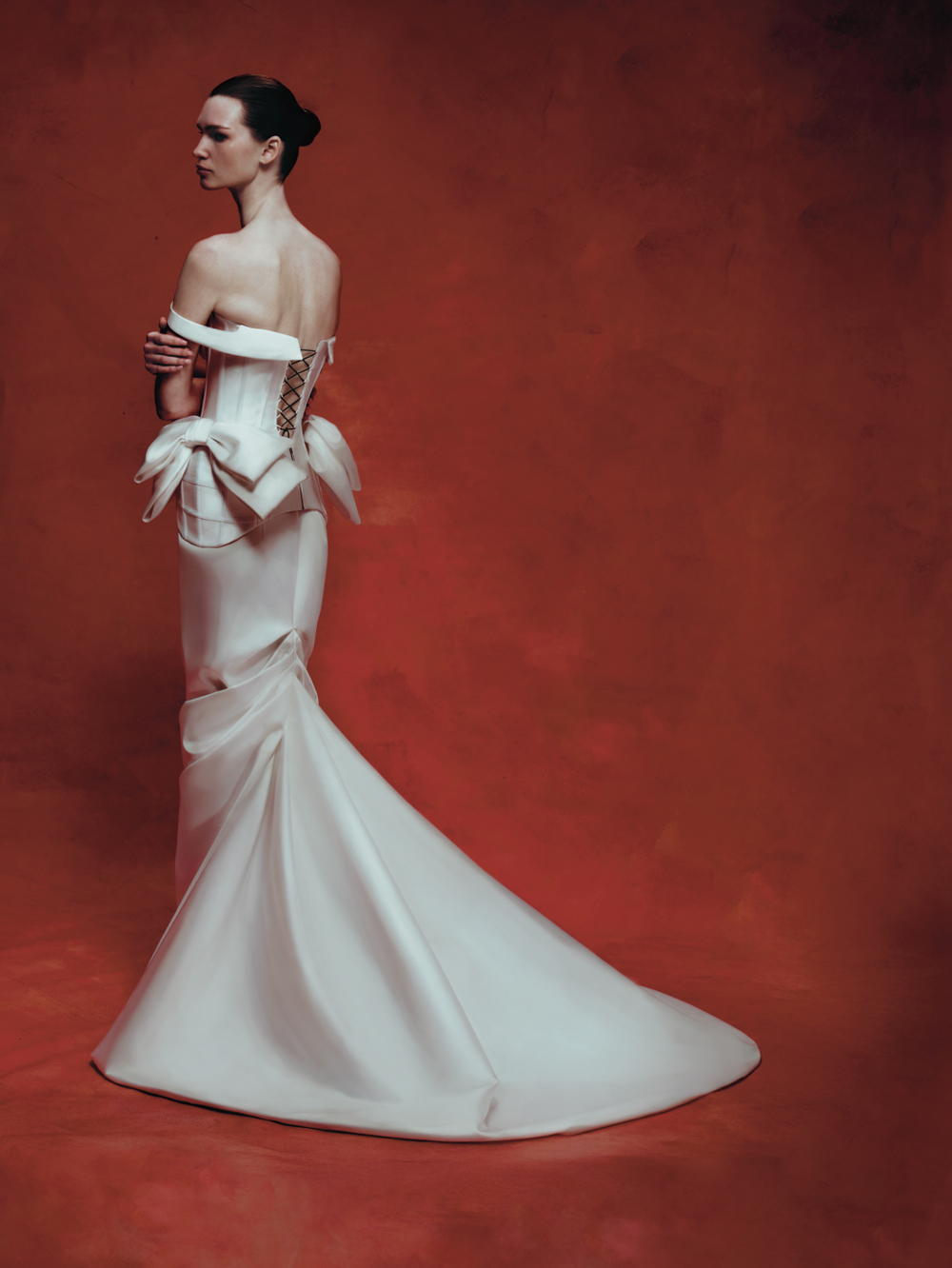 Драпированная юбка-макси из дикого шелка со шлейфом