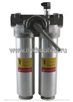 WKFLNDBN/HC400DDK10D1.X/-L24 - Линейный фильтр гидравлический сдвоенный модели FLND тонкость фильтрации 10 мкм, типоразмер 400, вид присоединения: фланец SAE 3000 1"1/2 (DN38), материал корпуса - алюминий, рабочее давление до 25 бар, визуально-электрический (лампа с напряжением 24В) индикатор загрязнения