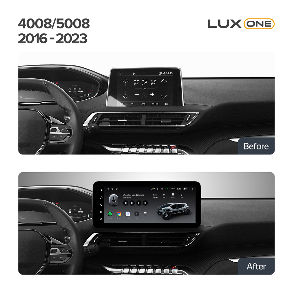 Магнитола Peugeot 3008, 4008, 5008 2016-2024 - Teyes LUX ONE 360 монитор 12.3" 2K QLED на Android 10, CarPlay, 4G SIM-слот, 6/128 ГБ, 4 камеры в комплекте