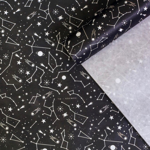 Подарочная крафт бумага "Космос" лист 70х100 см