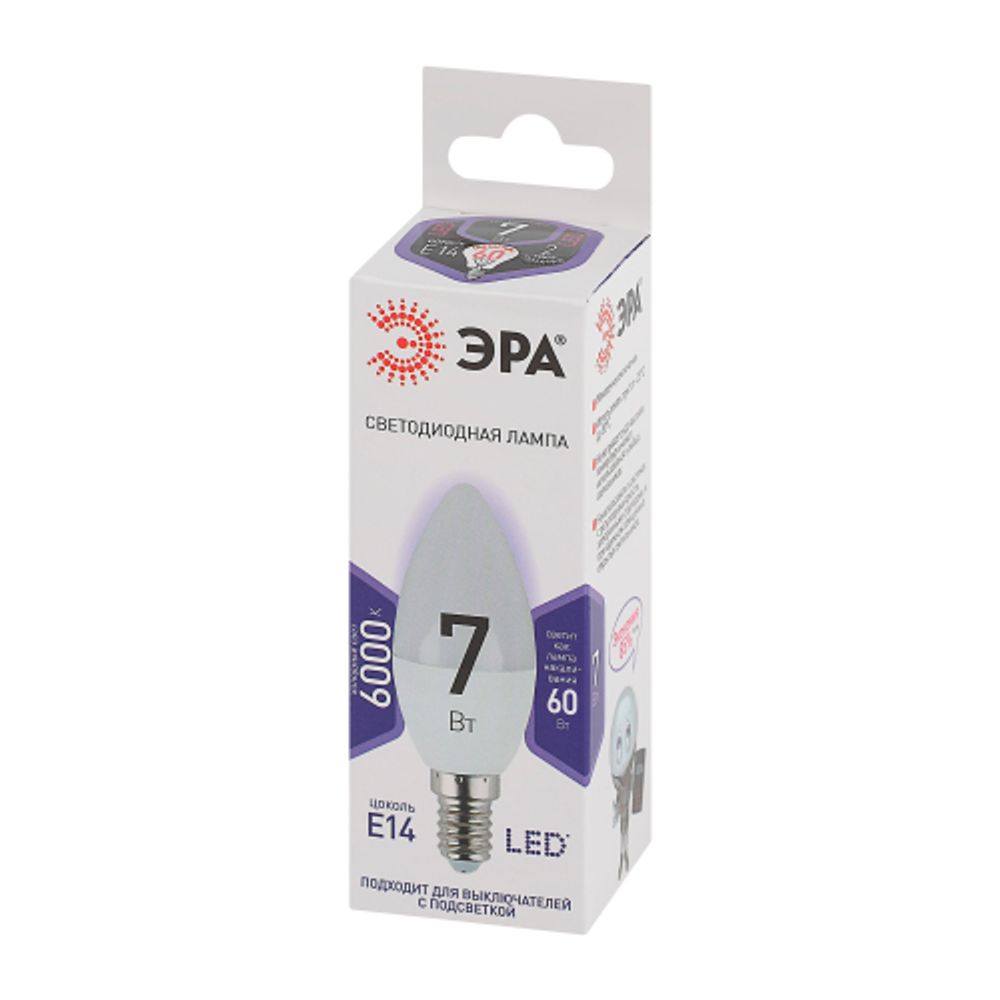 Лампочка светодиодная ЭРА STD LED B35-7W-860-E14 E14 / Е14 7Вт свеча холодный дневной свет