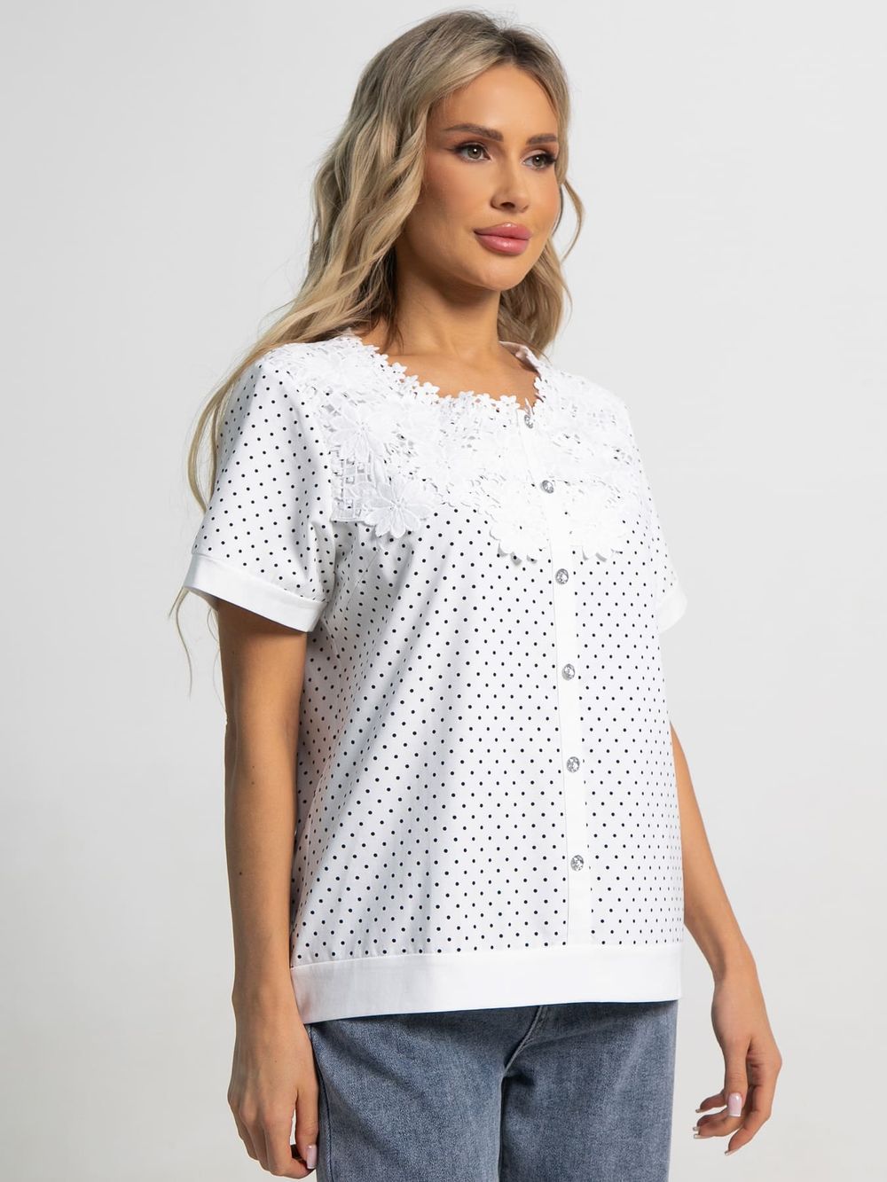 Блуза Вологодские кружева (белая) Б15565-18М LT Collection