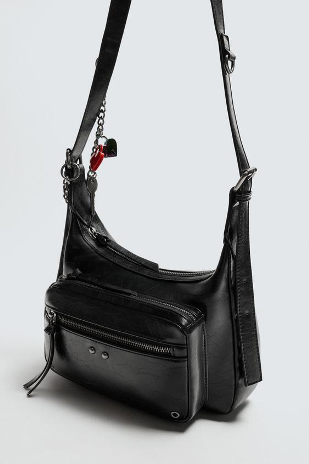 ZARA СУМКА С ЦЕПОЧКОЙ, ЧЕРНЫЙ