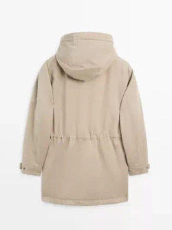 Massimo Dutti Парка с водоотталкивающей отделкой, бежевый