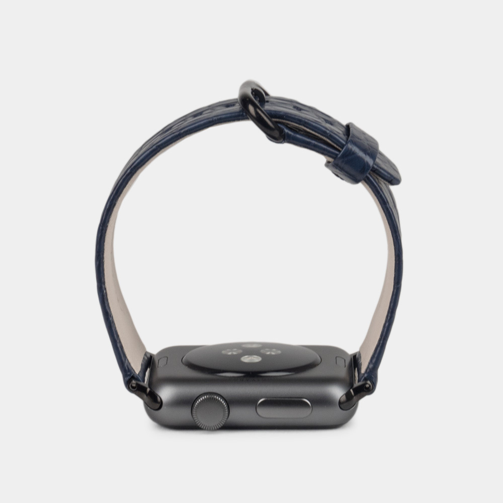 Ремешок для Apple Watch 44/45/46 mm из кожи аллигатора, синего цвета