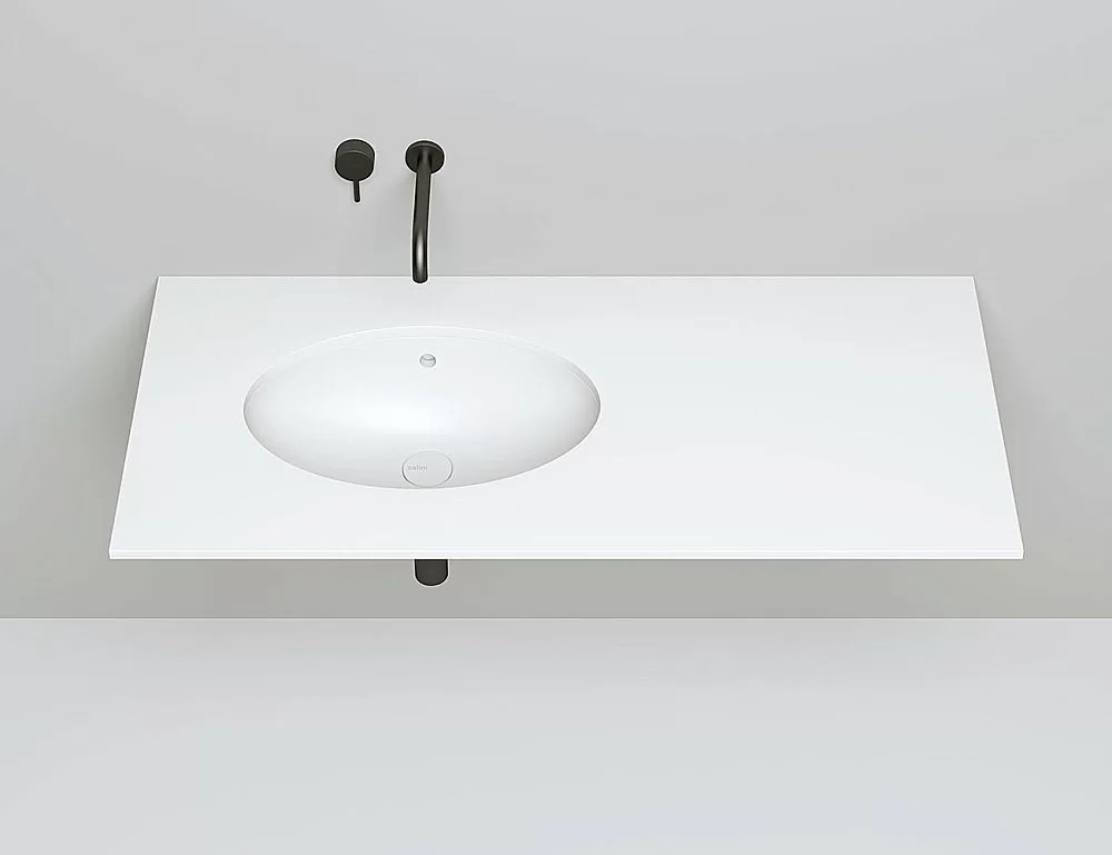 Раковина врезная снизу столешницы Salini MAREA 12 1101209M 54,5 из искусственного камня S-Stone, белая матовая