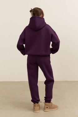 Джоггеры OVERSIZE, с начесом, темно-фиолетовые