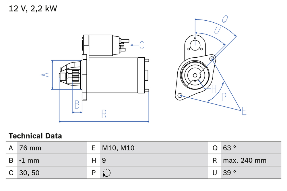 BOSCH - 0986018910-BOC - Starter