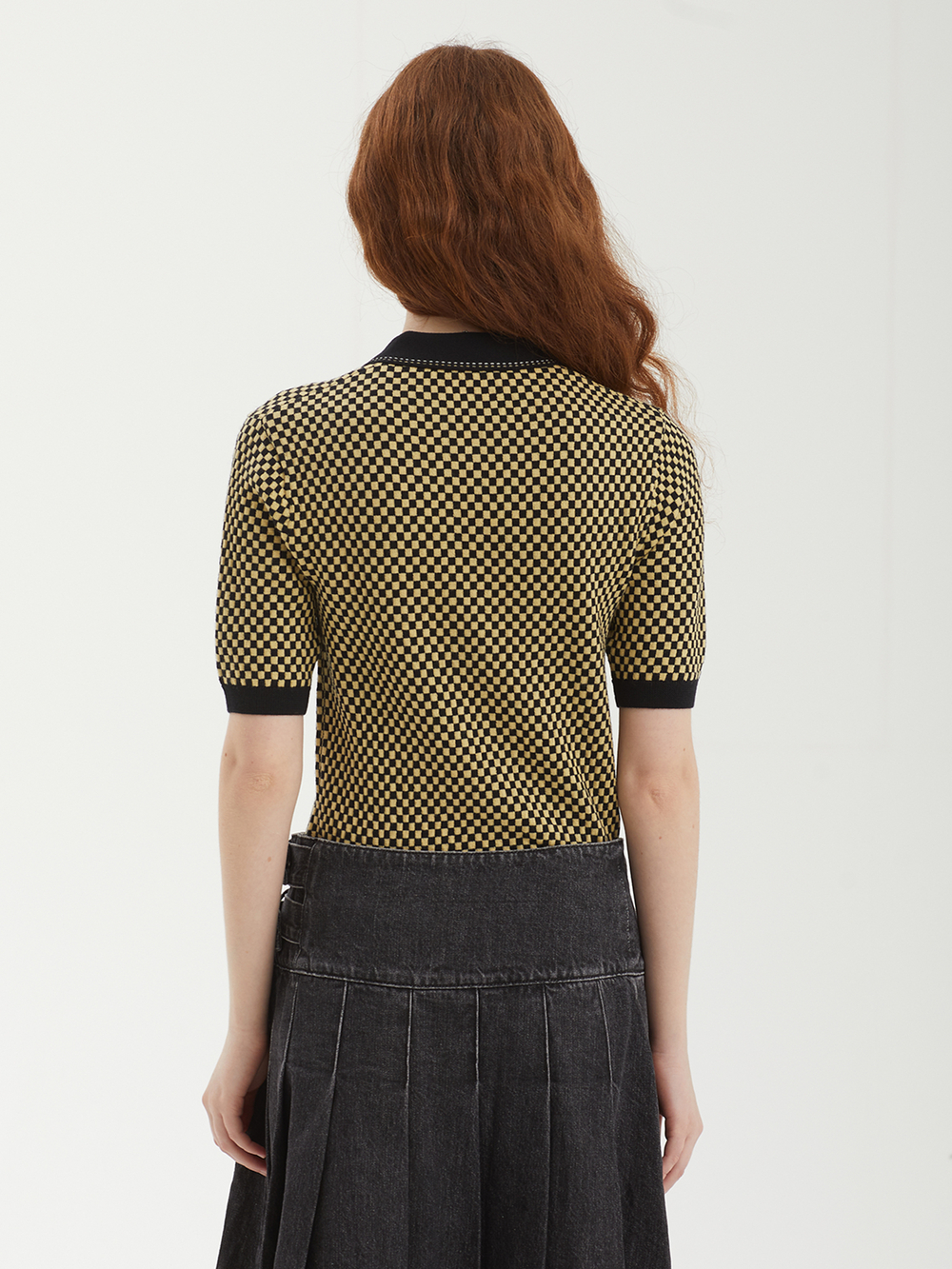 Мужкое Поло Chequerboard Knitted Shirt