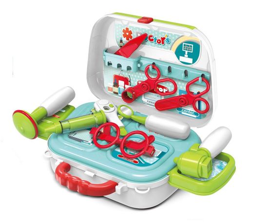 Игровой набор "Маленький доктор" в чемодане с ручкой. 12 предметов + ремешок