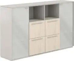 NZ-0316.GS.YN / Шкаф средний со стеклом мат., 4 ящ., обвязка GS, фасады YN / 2024х450х1200, обвязка GS, фасады YN, стекло матовое GLM