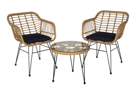 Набор мебели Garden Story Адриан Мини (2 Стул Garden Storyа+стол Ø52см, каркас черный, ротанг беж.)