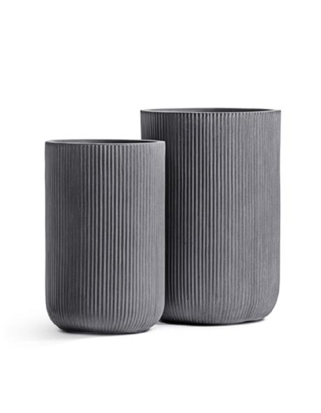 Кашпо TREEZ ERGO - серия Jet - Высокий цилиндр - Дымчато-серый бетон