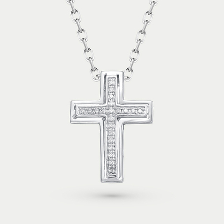 Крест из белого золота 585 пробы с бриллиантами (арт. 3182-251-01-00)