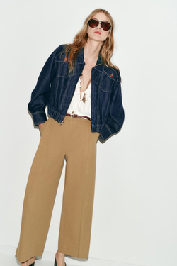 ZARA БРЮКИ С ЗАЩИПАМИ И РЕМНЕМ, РЫЖЕВАТО-КОРИЧНЕВЫЙ