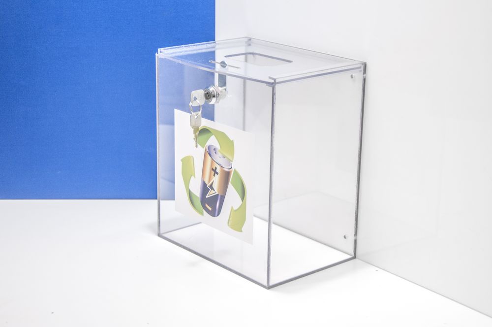 Прозрачный короб для сбора батареек, 150х215х250мм