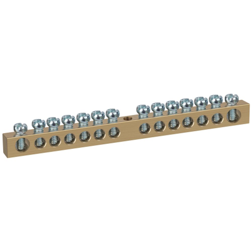 Шина ЭРА NO-122-17 PEN земля-ноль 6х9мм 14/1 латунная с креплениями по центру | Шины N, PE, PEN