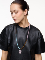 Колье "Stone Heart" из тигрового глаза, розового кварца и турквенита