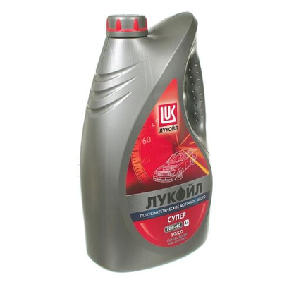 Масло моторное полусинтетич, 10W40, Лукойл, Супер, 4 л