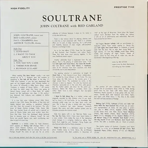 John Coltrane With Red Garland – Soultrane - LP