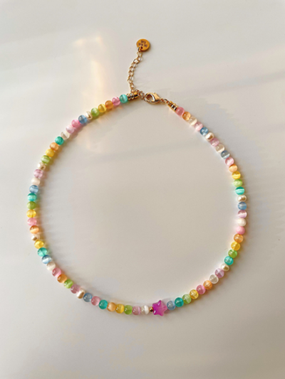 Чокер Забава из цитрина с эффектом кошачьего глаза и жемчуга