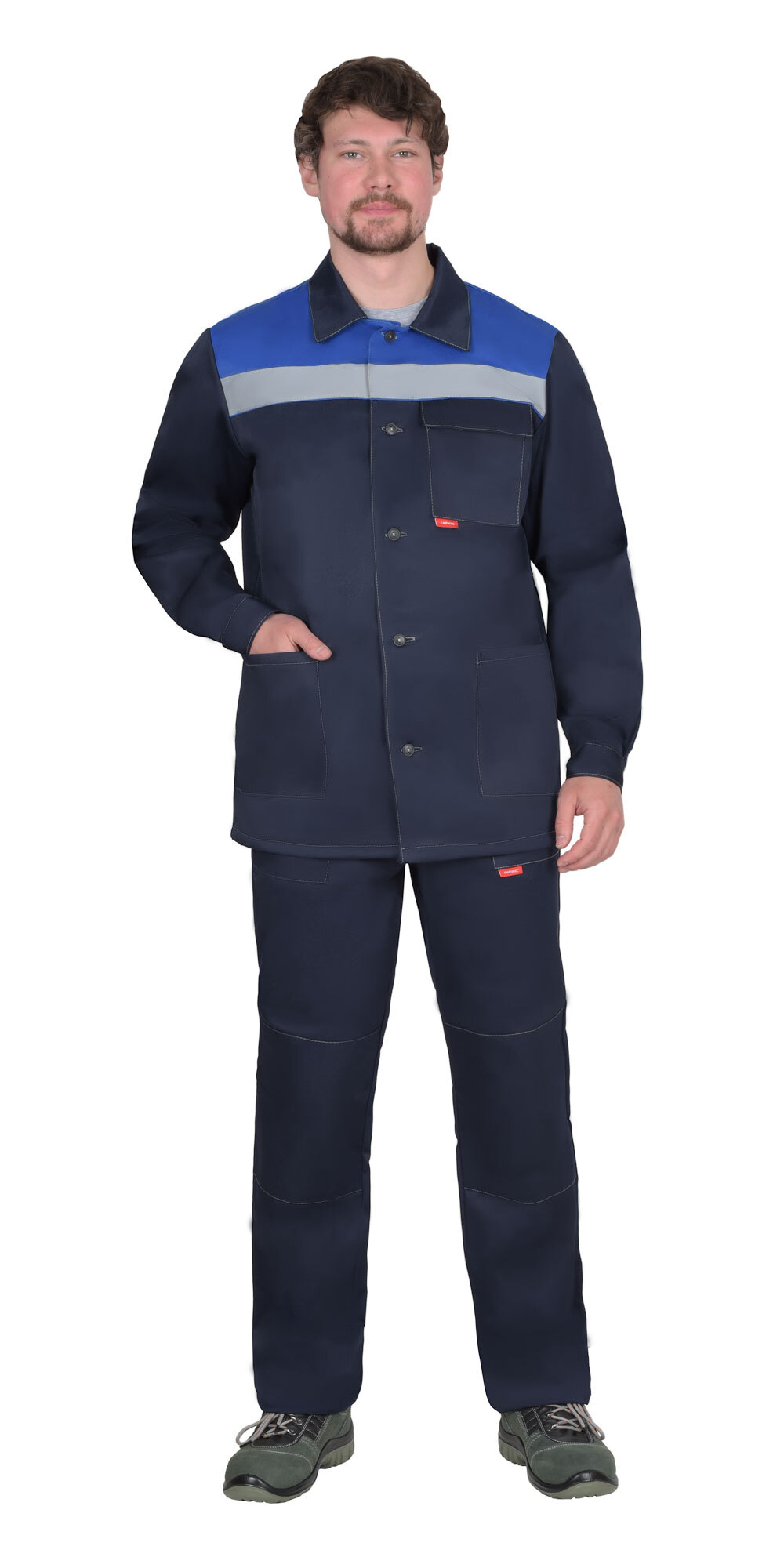 Костюм "Стандарт": куртка, брюки тёмно-синий с васильк. и СОП 50 мм.