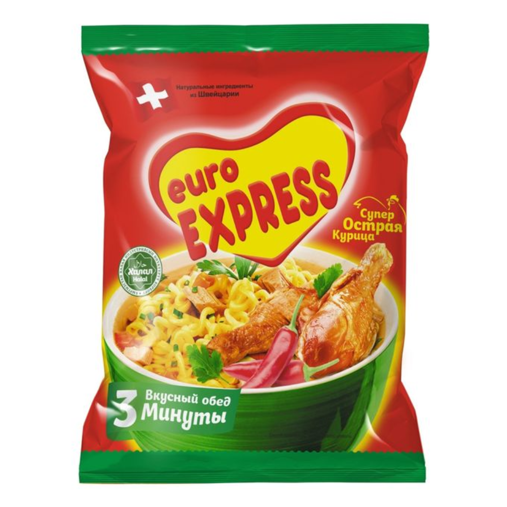 Лапша Euro Express острая курица 60 гр