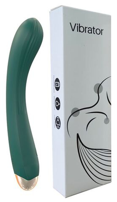 Зеленый вибратор для G-точки - 20 см. (Цвет: зеленый)