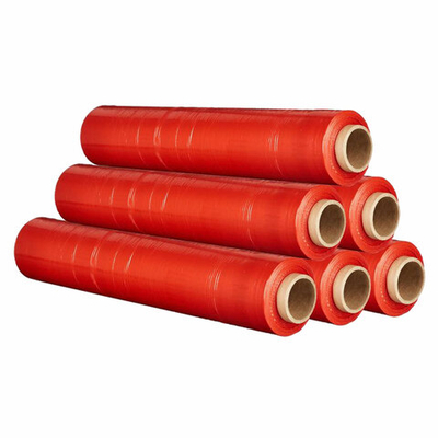 Стрейч-пленка для ручной упаковки, вторичное сырье, КРАСНАЯ 50 см х 217 м, 20 мкм, 2 кг – нетто, коробка 6 рулонов.