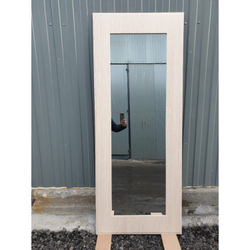Входная металлическая дверь с зеркалом RеX (РЕКС) 15 Чешуя кварц черный, фурнитура хром / Пастораль беленый дуб