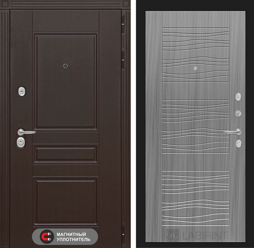 Дверь входная Лабиринт Мегаполис 06 - Сандал серый металлическая