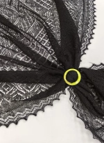 Оренбургский пуховый платок-паутинка А140-07 черный