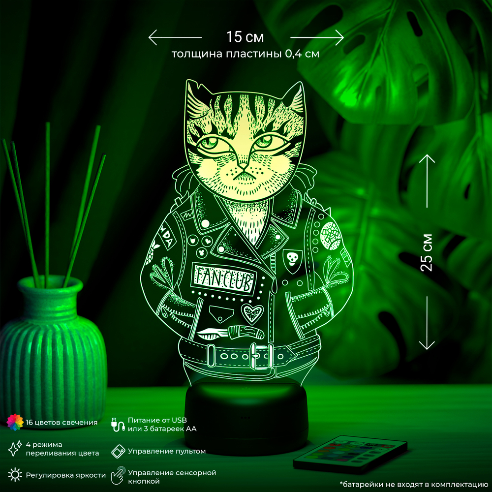 Ночник "Кот в куртке"